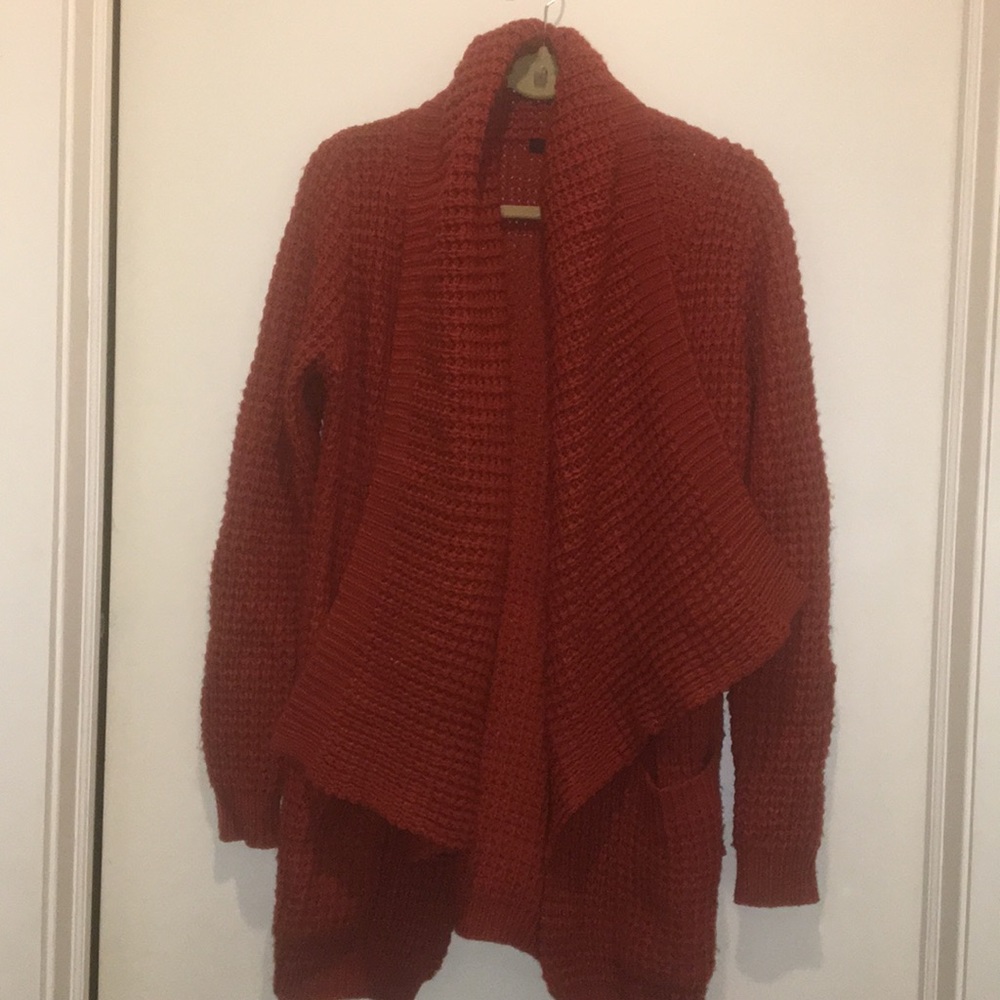 Brick red knit cardigan
